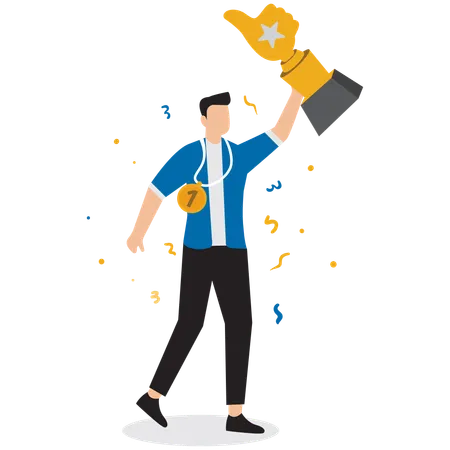 Business employee getting trophy  Illustration