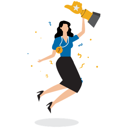 Business employee getting trophy  Illustration