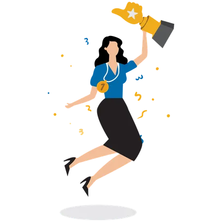 Business employee getting trophy  Illustration