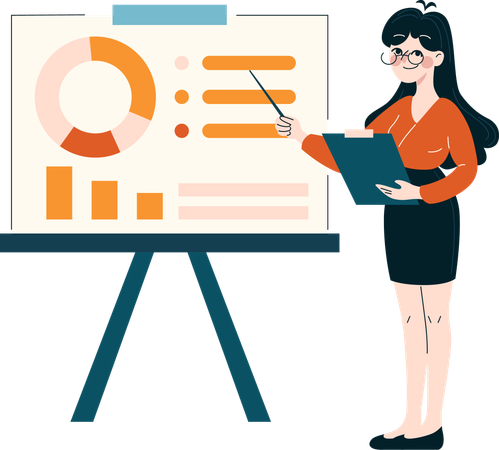 Business employee giving presentation  Illustration