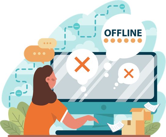 Business employee going offline  Illustration