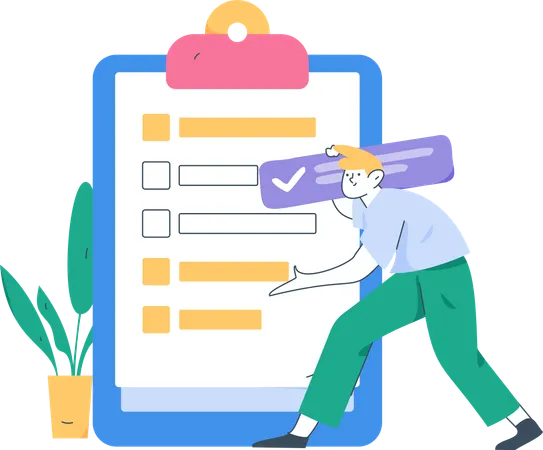 Business employee making checklist  Illustration