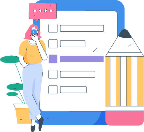 Business employee making checklist  Illustration