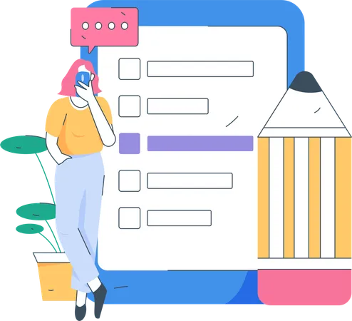 Business employee making checklist  Illustration