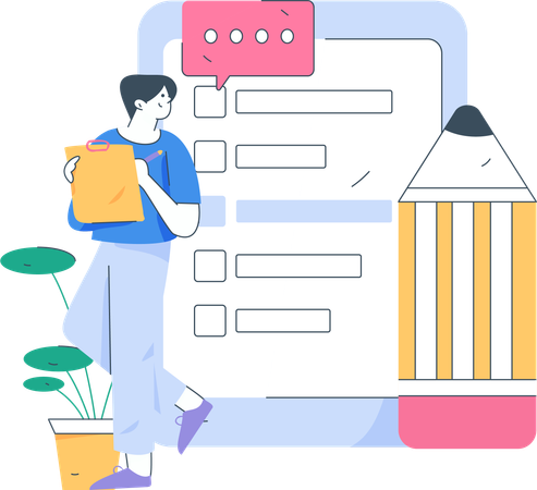 Business employee making checklist  Illustration