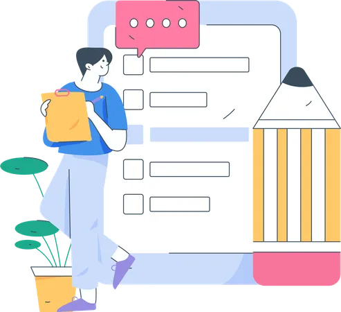 Business employee making checklist  Illustration