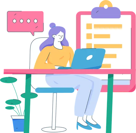 Business employee making checklist  Illustration