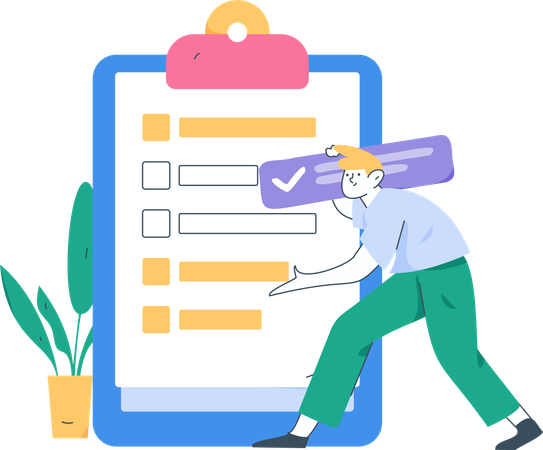 Business employee making checklist  Illustration