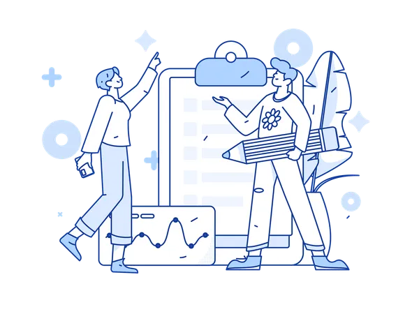 Business employee making questionnaire report  Illustration