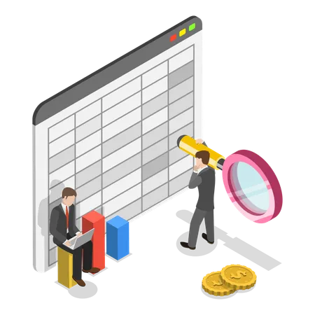 Business employee preparing financial report  Illustration