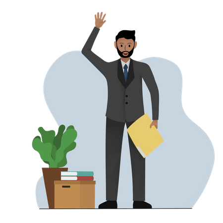 Business employee saying hello  Illustration