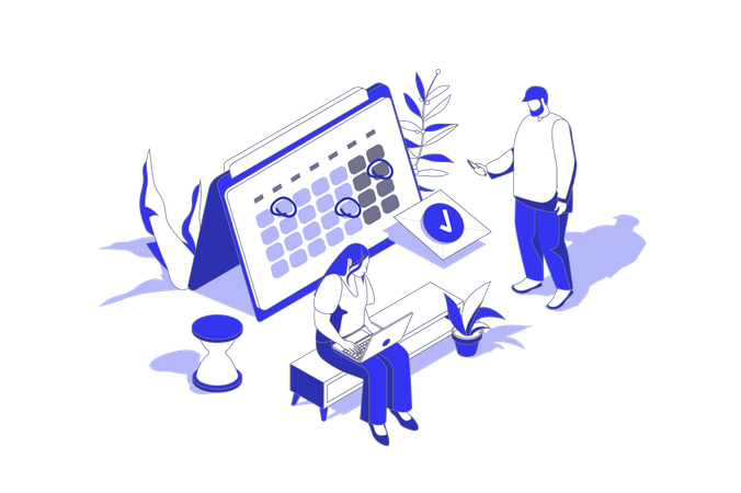 Business employee scheduling team work task  Illustration