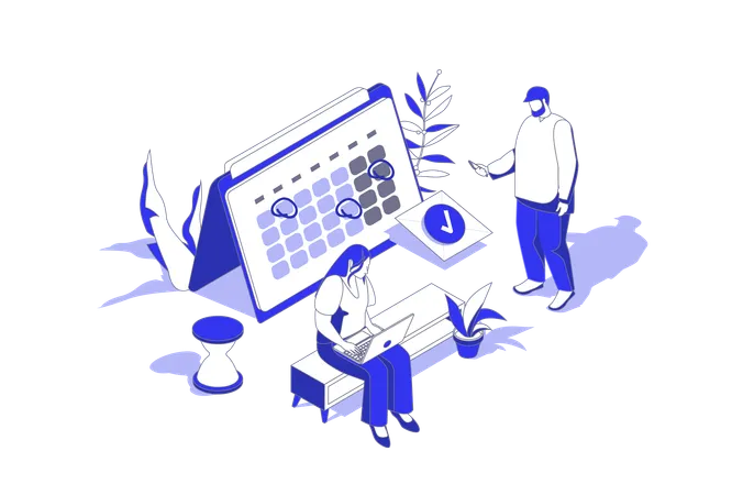 Business employee scheduling team work task  Illustration