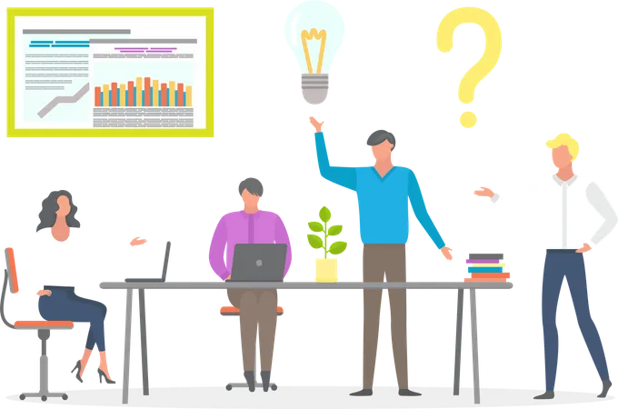 Business employee sharing their ideas in business meeting  Illustration