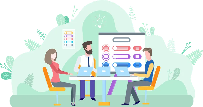 Business employee sharing their ideas in business meeting  Illustration