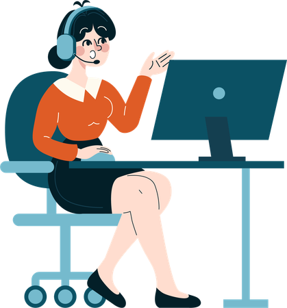 Business employee talking to international clients  Illustration