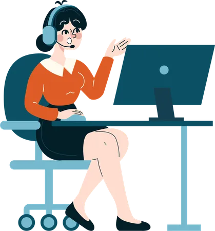 Business employee talking to international clients  Illustration