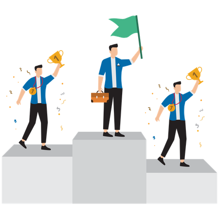 Business employee winning business rewards  Illustration