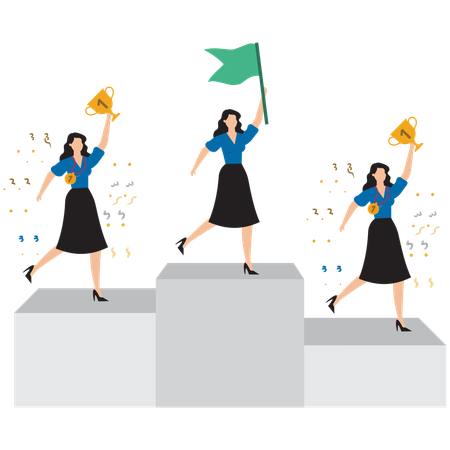 Business employee winning business rewards  Illustration