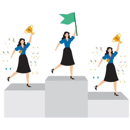 Business employee winning business rewards  Illustration