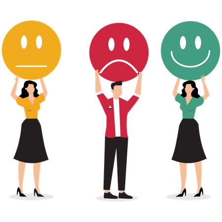 Business employee with different mood  Illustration