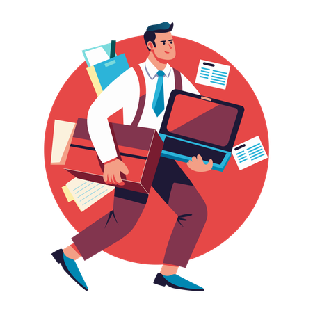 Business employee with office burden  Illustration