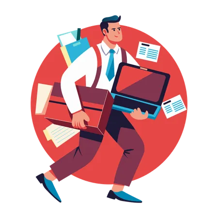 Business employee with office burden  Illustration