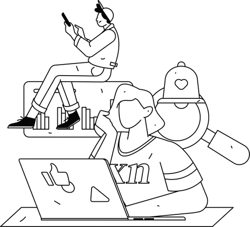 Business employee working on project task mangement  Illustration