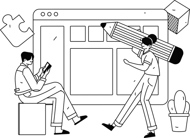 Business employee working on project task mangement  Illustration