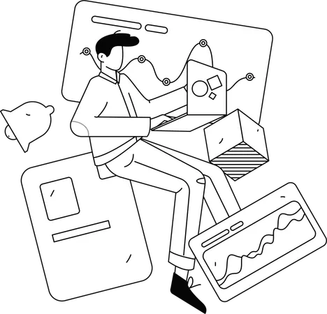 Business employee working on project task mangement  Illustration