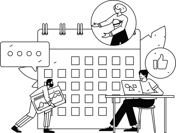 タスクに取り組むビジネス従業員  イラスト