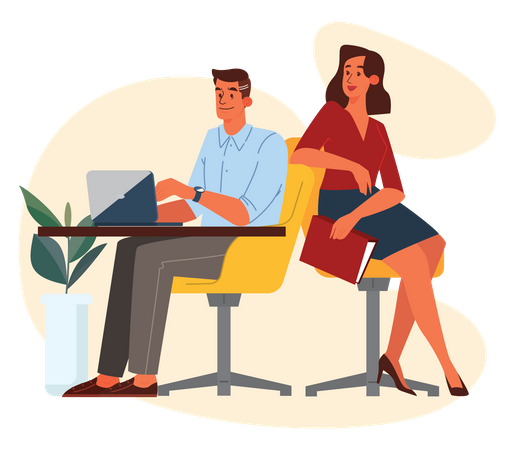 Business employee working together  Illustration