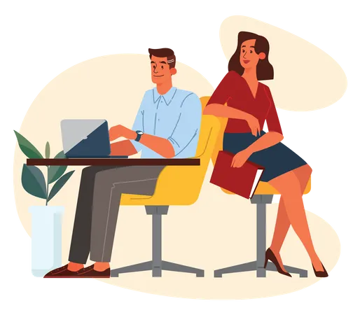 Business employee working together  Illustration