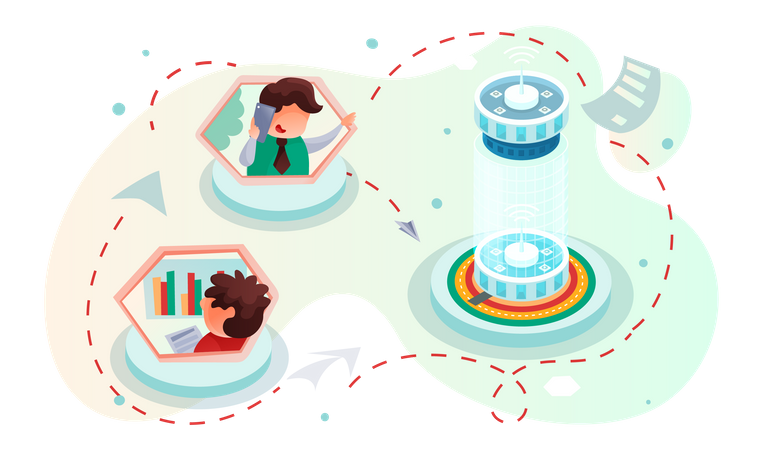 Business employee working together remotely  일러스트레이션