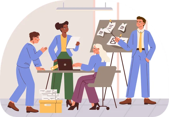 Business employees are busy in meeting  Illustration