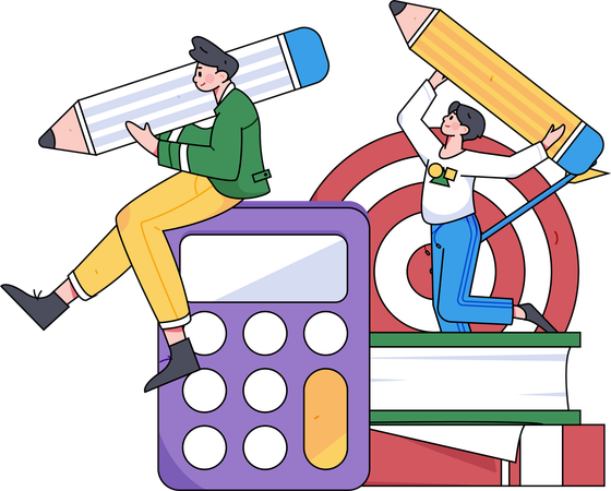 Business employees are calculating business finances  Illustration