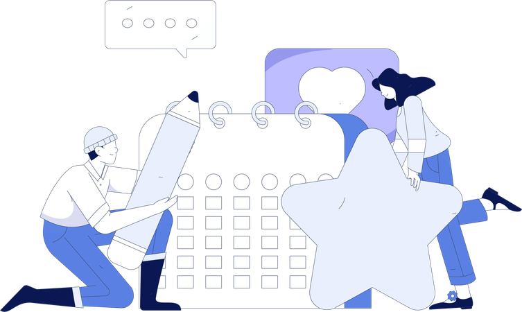 Business employees are making a schedule  Illustration