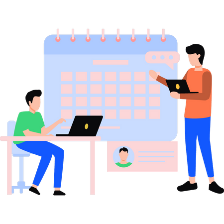Business employees are making a schedule  Illustration