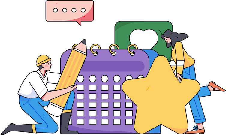 Business employees are making a schedule  Illustration