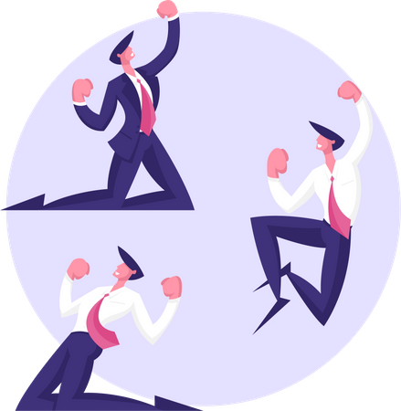 Business employees celebrating  Illustration