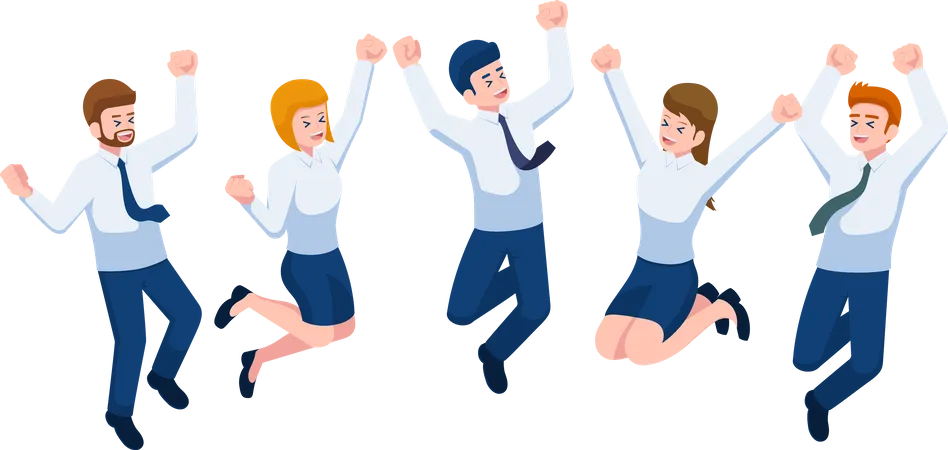Business employees celebrating victory Illustration