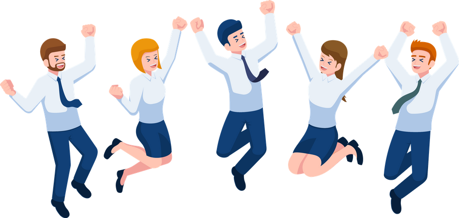 Business employees celebrating victory  Illustration