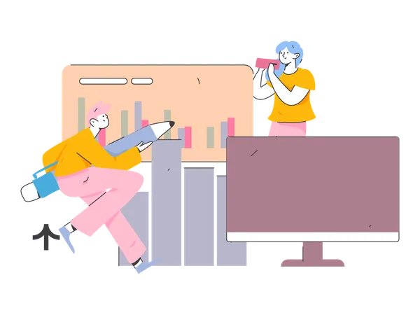 Business employees doing cooperation  Illustration