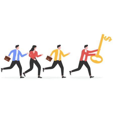 Business employees following business leader  Illustration