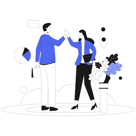 Business Employees greeting with hi-fi  Illustration