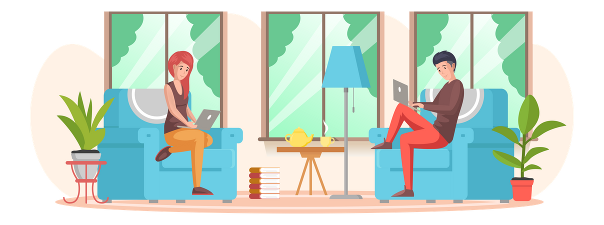 Business employees on workspace  Illustration