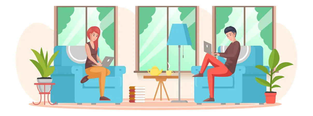 Business employees on workspace  Illustration