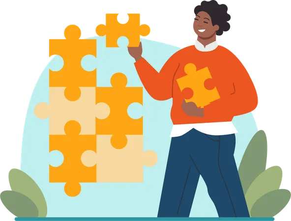 Business employees solving puzzle  Illustration