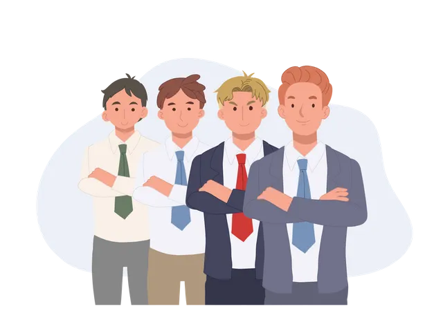 Business employees stand together Illustration
