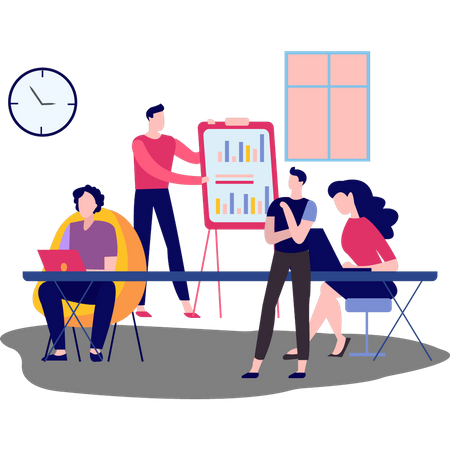 Business employees working in office  Illustration